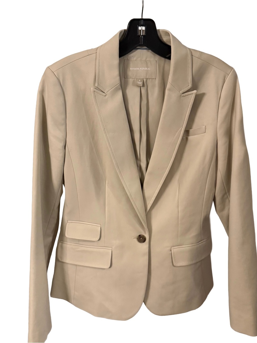 Banana Republic Women’s Cotton Blazer Single Button Close Khaki Sz 4